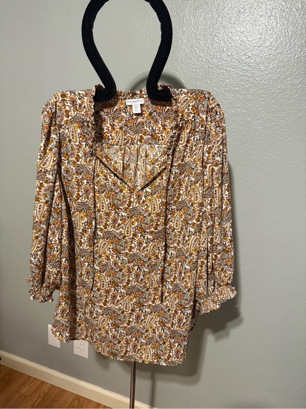 Carolina Belle Floral Paisley Blouse in Mustard, Olive & Rust